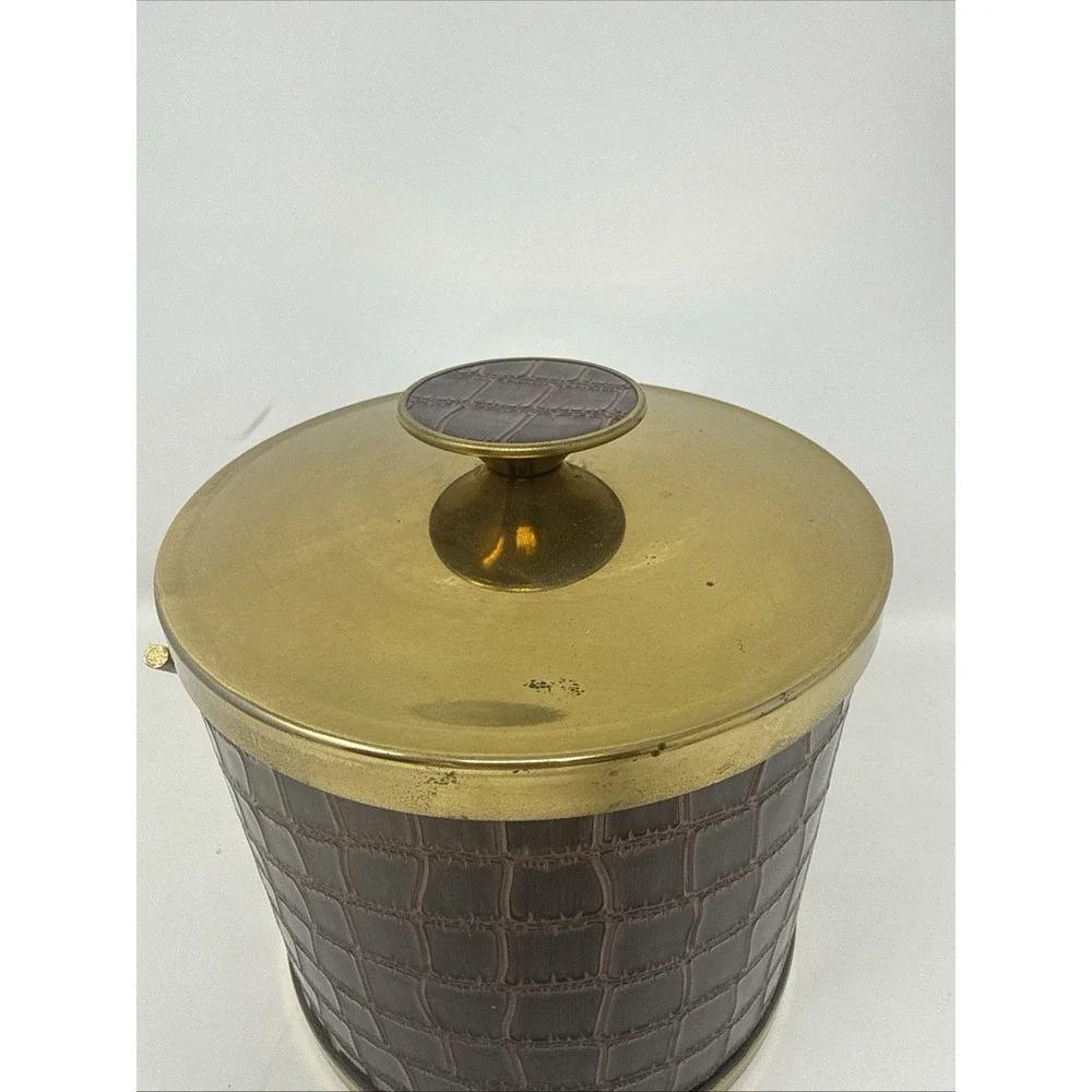 Vintage Serv-Master Creations MCM Faux Alligator Brass Gold Tone Ice Bucket